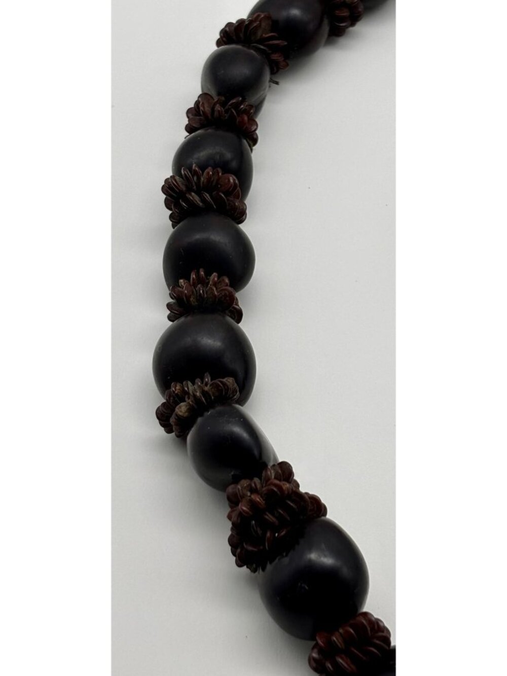 Vintage Hawaiian Lei Kukui Nut And Seeds Necklace With Ribbon Closure, Hand-Made - Picture 15 of 16